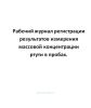 Рабочий журнал регистрации результатов измерения массовой концентрации ртути в пробах.