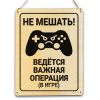Табличка деревянная, интерьерная "Не мешать! Ведется важная операция (в игре)", №3, (натуральный), 14 х 20 х 0,3 см