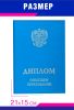 Обложка для диплома о высшем образовании с гербом РФ, бумвинил, голубой, серебряное тиснение