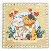 Донышки для вязания, заготовки для рукоделия, дно корзин, 19,8 х 19,8 см, квадрат, 9 мм, кот и кошка
