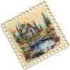 Донышки для вязания, заготовки для рукоделия, дно корзин, 14,8 х 14,8 см, квадрат, 8 мм, домик