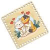 Донышки для вязания, заготовки для рукоделия, дно корзин, 14,8 х 14,8 см, квадрат, 8 мм, кот и кошка