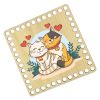 Донышки для вязания, заготовки для рукоделия, дно корзин, 14,8 х 14,8 см, квадрат, 9 мм, кот и кошка