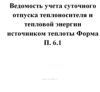 Ведомость учета суточного отпуска теплоносителя и тепловой энергии источником теплоты Форма П 6.1