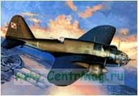 Модель-копия из бумаги самолета PZL P-37A Los