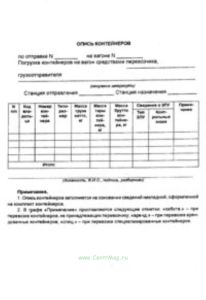 Опись контейнеров