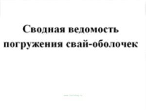 Сводная ведомость погружения свай-оболочек (свай). Форма 43