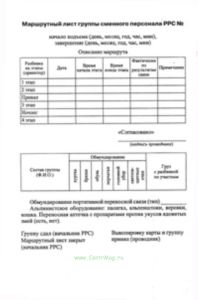 Маршрутный лист группы сменного персонала радиорелейных линий связи