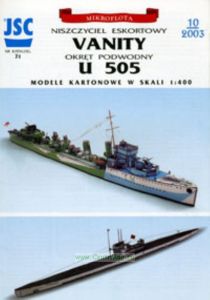 Модель-копия из бумаги корабля Vanity + модель-копия подводной лодки U 505