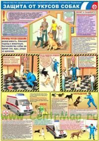 Плакат Защита от укусов собак. А1 (594x840 мм). Ламинированный