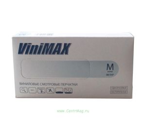 Перчатки виниловые смотровые нестерильные, 50 пар в упаковке (ViniMAX)