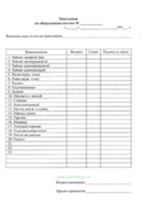 Накладная на оборудование вагона