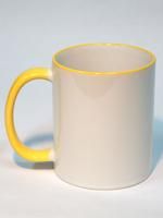 Кружка белая с желтой ручкой и ободком для термопереноса (сублимации)