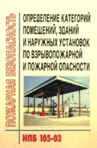 Определение категорий помещений, зданий и наружных установок по взрывопожарной и пожарной опасности. НПБ 105-03