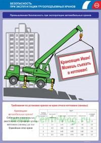 Комплект плакатов Безопасность при эксплуатации автомобильных кранов. (16 листов, ламинат). А2 (450x610 мм)