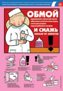 Комплект плакатов Охрана труда персонала при работе с кислотами и щелочами. (3 листа, ламинат)