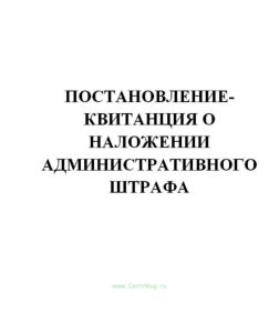 Постановление-квитанция о наложении административного штрафа