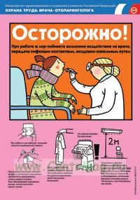 Комплект плакатов Охрана труда. Врач отоларинголог. Врач офтальмолог. (2 листа, ламинат). А3 (297x420 мм)