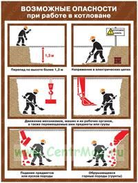 Плакат Возможные опасности при работе в котловане