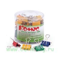 Зажимы для бумаг Комус 19 мм цветные (48 штук в упаковке)