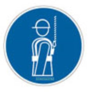 Работать в предохранительном (страховочном) поясе. Знак