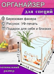 Органайзер для специй Лисы, 4 отсека, 12х14х26 см