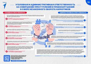 Плакат Уголовная и административная ответственность за совершение преступлений и правонарушений в сфере незаконного оборота наркотиков