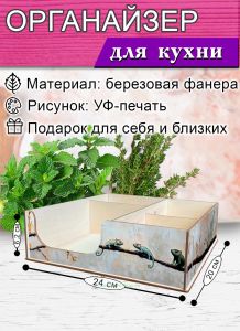 Органайзер барный для кофе, чая, специй и салфеток Хамелеоны (мини), 20 х 24 х 6,2 см, 5 отсеков