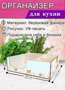 Органайзер барный для кофе, чая, специй и салфеток Лисы (мини), 20 х 24 х 6,2 см, 5 отсеков