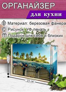 Органайзер для чайных пакетиков вертикальный Остров, 15,5 х 9 х 23,1 см