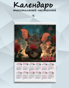Текстильный настенный календарь Бет с розой на 2026 год