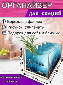 Органайзер для специй Подводный мир, 4 отсека, 12х14х26 см
