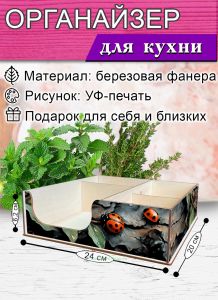 Органайзер барный для кофе, чая, специй и салфеток Божьи коровки (мини), 20 х 24 х 6,2 см, 5 отсеков