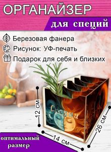 Органайзер для специй Солнце и Луна, 4 отсека, 12х14х26 см