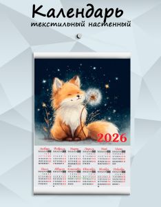 Текстильный настенный календарь Пушистый мечтатель на 2026 год