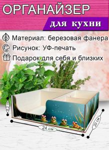 Органайзер барный для кофе, чая, специй и салфеток Лягушки (мини), 20 х 24 х 6,2 см, 5 отсеков