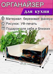 Органайзер барный для кофе, чая, специй и салфеток Космос (мини), 20 х 24 х 6,2 см, 5 отсеков