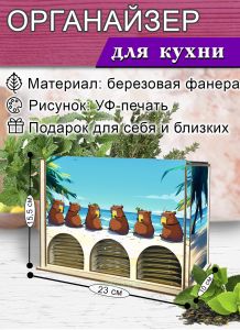 Органайзер для чайных пакетиков вертикальный Капибара, 15,5 х 9 х 23,1 см