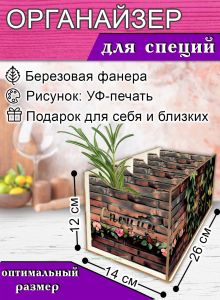 Органайзер для специй Вьюн, 4 отсека, 12х14х26 см