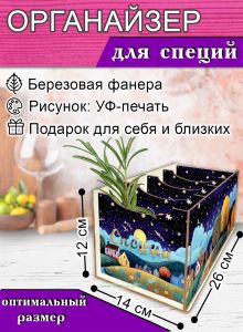 Органайзер для специй Город, 4 отсека, 12х14х26 см