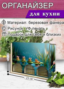 Органайзер для чайных пакетиков вертикальный Лягушки, 15,5 х 9 х 23,1 см
