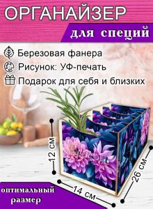 Органайзер для специй Георгины, 4 отсека, 12х14х26 см