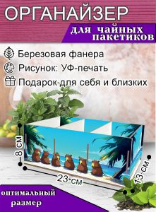 Органайзер для чайных пакетиков Капибара, 23х13х8 см, 3 отсека