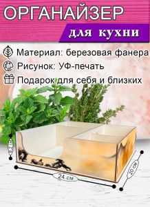 Органайзер барный для кофе, чая, специй и салфеток Сосны (мини), 20 х 24 х 6,2 см, 5 отсеков