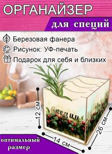 Органайзер для специй Вишня, 4 отсека, 12х14х26 см