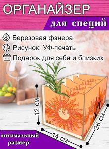 Органайзер для специй Солнце, 4 отсека, 12х14х26 см