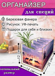 Органайзер для специй Дельфины, 4 отсека, 12х14х26 см