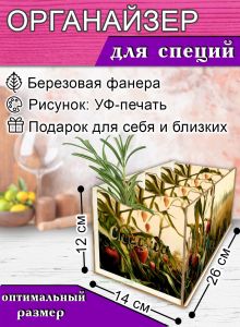 Органайзер для специй Земляника, 4 отсека, 12х14х26 см