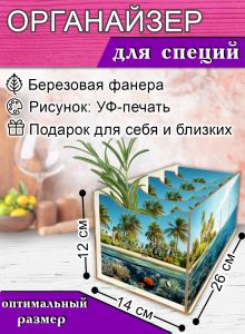 Органайзер для специй Остров, 4 отсека, 12х14х26 см