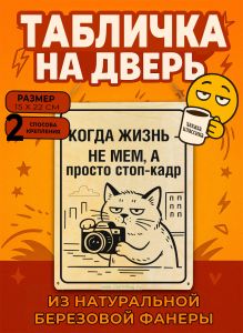 Табличка деревянная, интерьерная Когда жизнь - не мем, а просто стоп-кадр, (натуральный), 15 х 22 х 0,3 см
